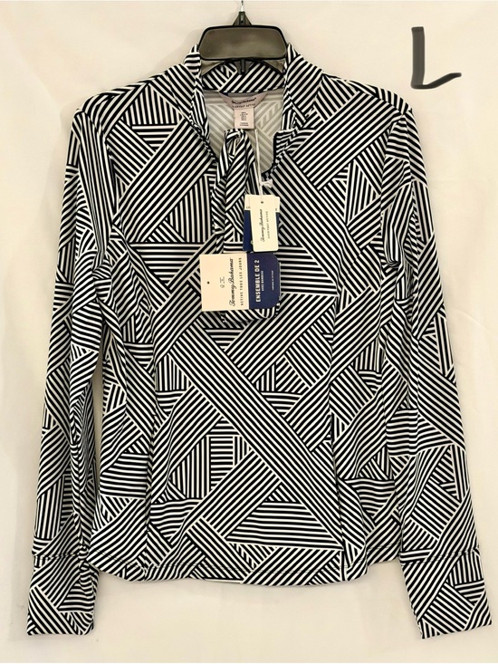 Tommy Bahama Tops - Tommy Bahama Black and White Geometric Stripe Long Sleeve Top